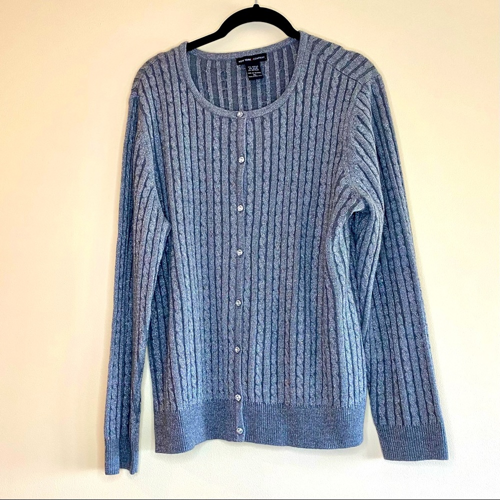 New York & Co Metallic Cardigan - XL - Silver
